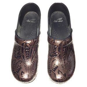 Brown Dansko Clogs with Embossed Design